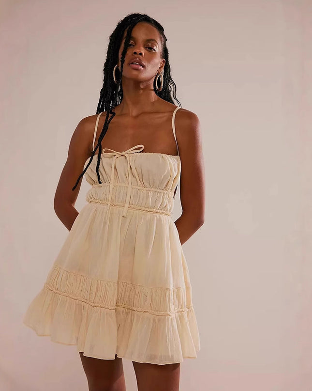 Valence | Mini Dress Smocked Bust Straps