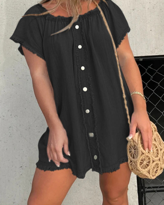 Elara | Off-Shoulder Denim Dress - Lumina