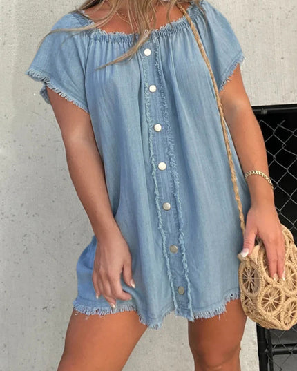 Elara | Off-Shoulder Denim Dress - Lumina