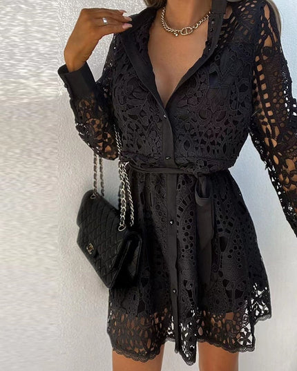 Nova | Lace Dress with Collared Neckline