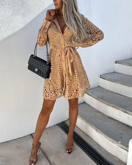 Nova | Lace Dress with Collared Neckline