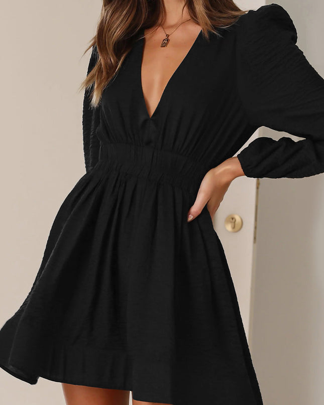 Nova | Mini Dress V-Neck Puff Sleeves