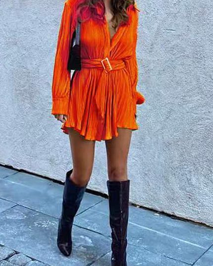 Nova | Pleated Mini Shirt Dress