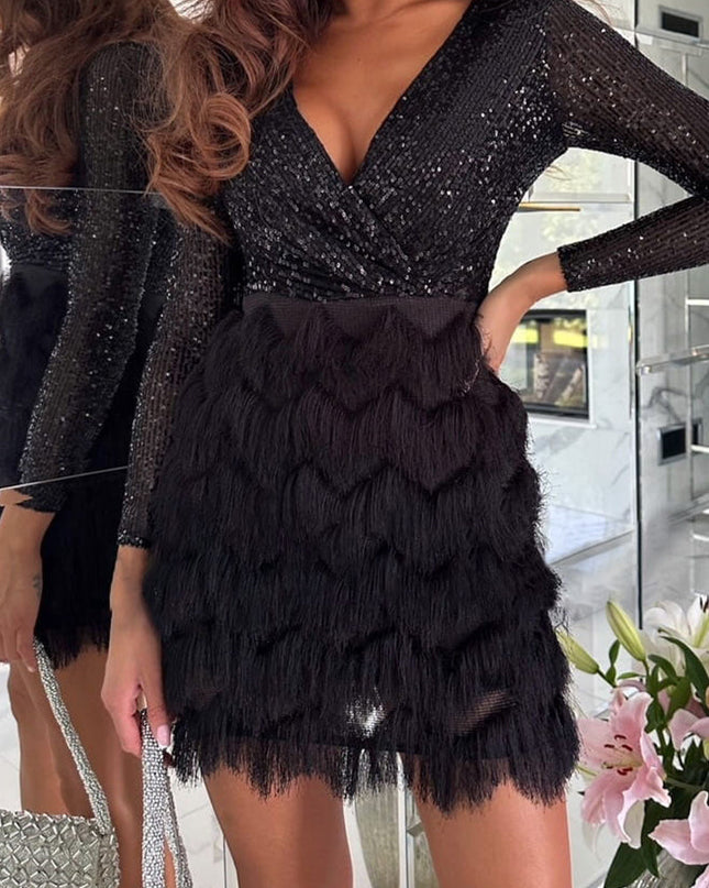 Nova Maris Luxe | Sequin Wrap Dress