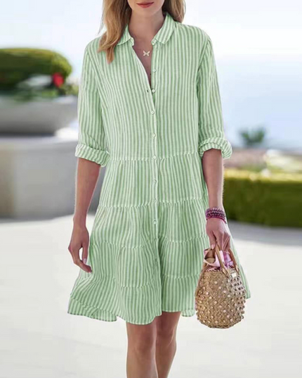 Astraea | Striped Button-Up Dress