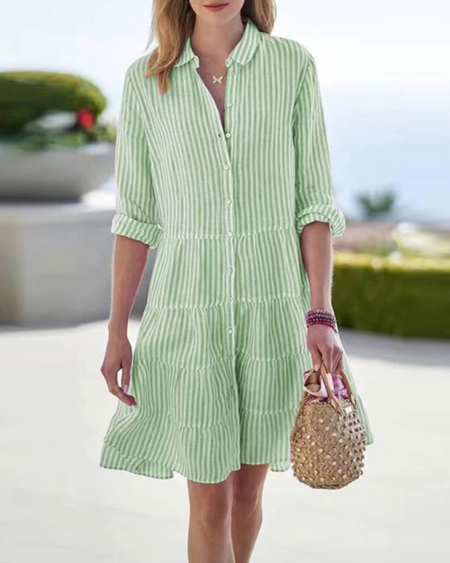 Astraea | Striped Button-Up Dress