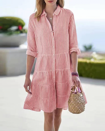 Astraea | Striped Button-Up Dress