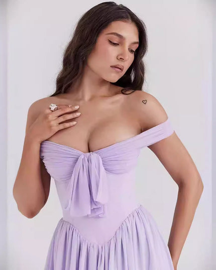 Aria | Off Shoulder Mini Dress Bow Front