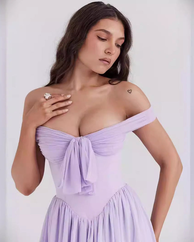 Aria | Off Shoulder Mini Dress Bow Front