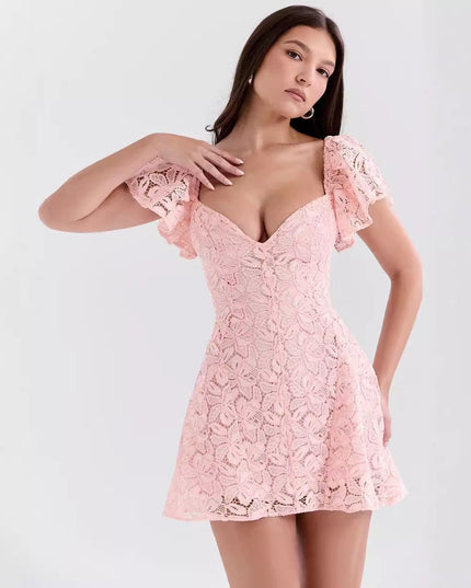 Nova | Lace ALine Mini Dress Deep V-Neck