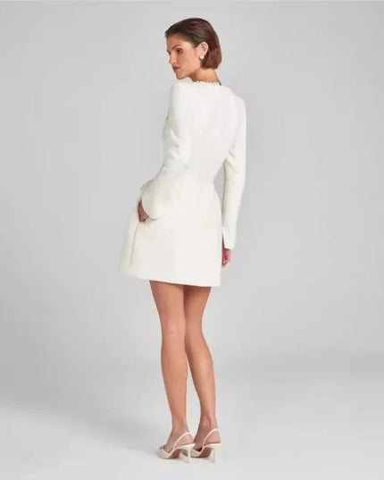 Nova | Tweed Mini Dress Pearl Trim