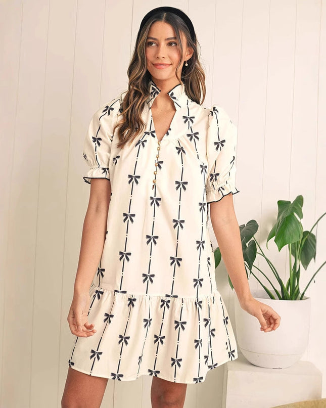 Elara Cotton Bow Daydream | A-Line Dress