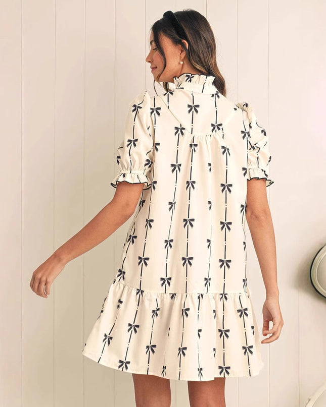 Elara Cotton Bow Daydream | A-Line Dress