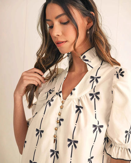 Elara Cotton Bow Daydream | A-Line Dress