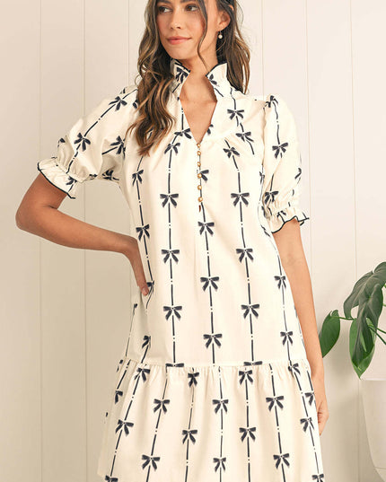 Elara Cotton Bow Daydream | A-Line Dress