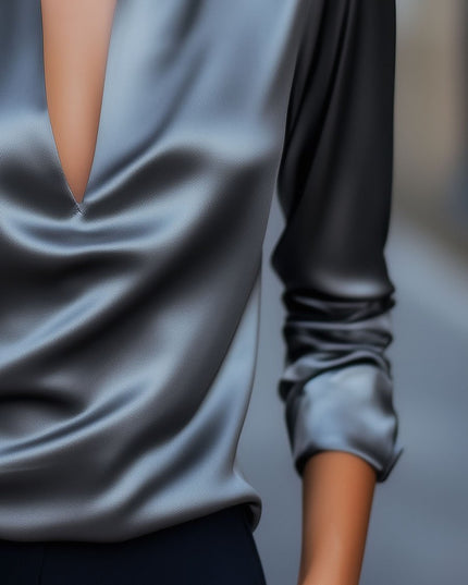 Bethany | Women’s Spring V-Neck Satin Blouse