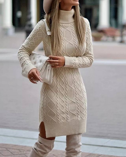 Lyra | Mini Dress Turtleneck Cable Knit