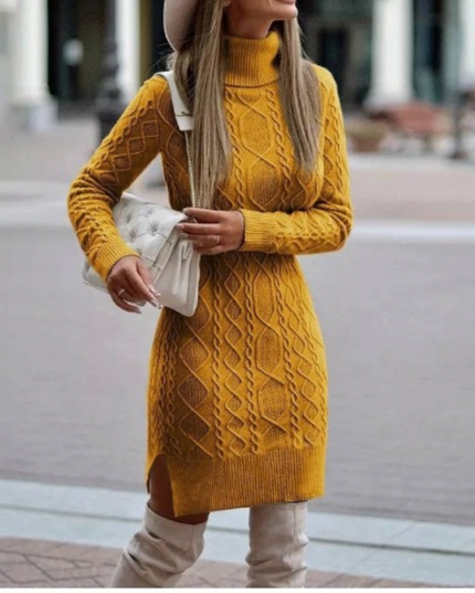 Lyra | Mini Dress Turtleneck Cable Knit