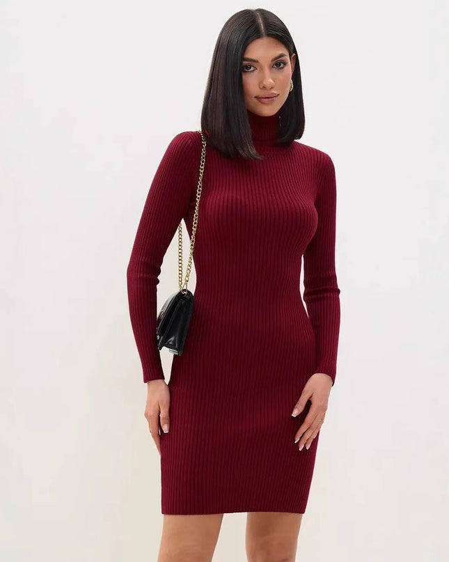 Lyra Ribbed Knit Slim | Sweater Dress