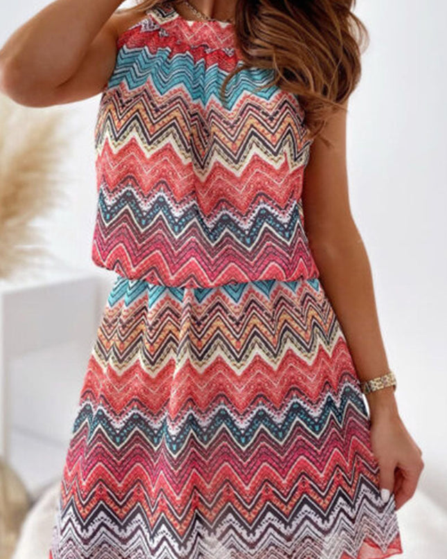 Lyra | Sleeveless Dress Chevron Pattern
