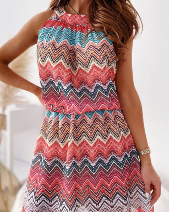 Lyra | Sleeveless Dress Chevron Pattern