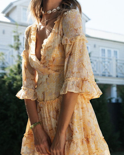 Lyra | V-Neck Dress Floral Print