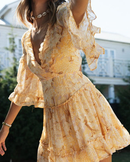 Lyra | V-Neck Dress Floral Print