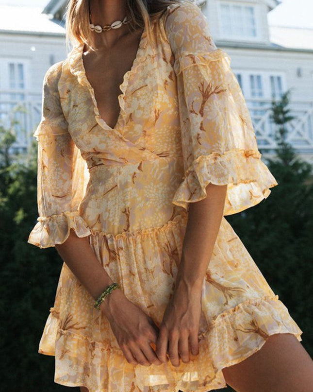 Lyra | V-Neck Dress Floral Print