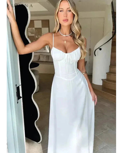 Maelys - Lace-Up Sleeveless Maxi Dress