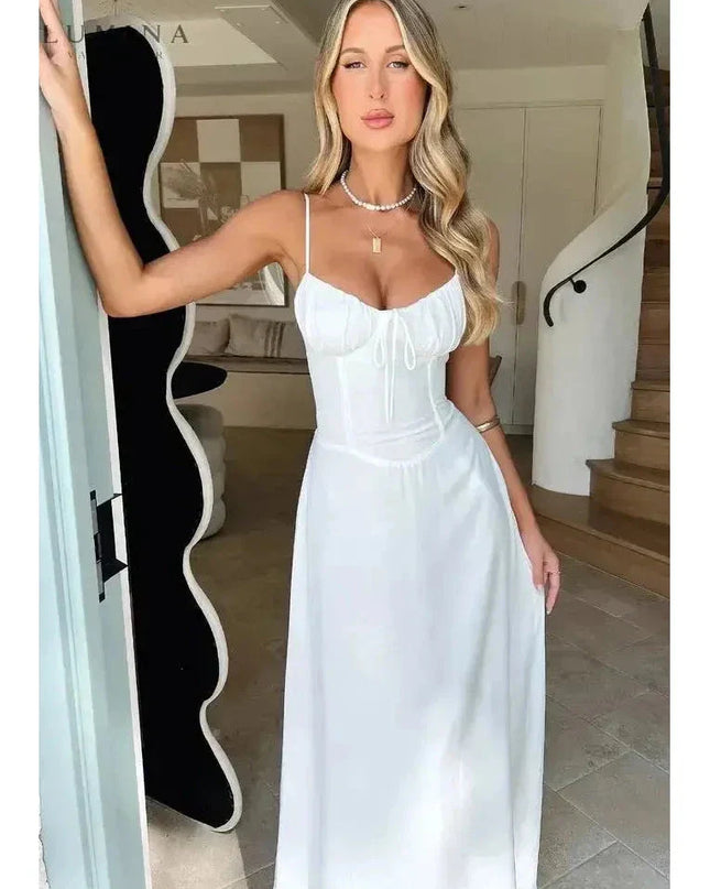 Maelys - Lace-Up Sleeveless Maxi Dress
