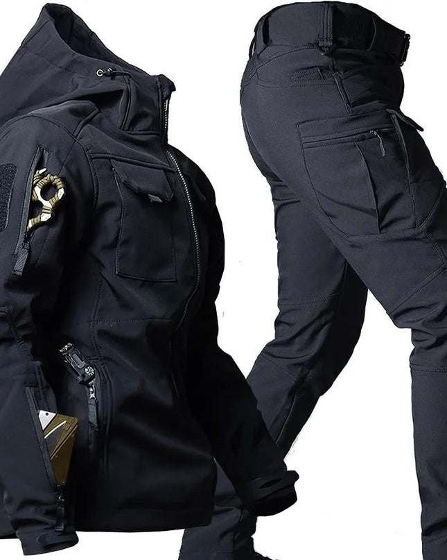 Men's Tactical Jacket & Trousers Set - With Hood & Pockets
