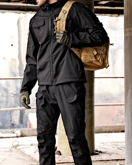 Men's Tactical Jacket & Trousers Set - With Hood & Pockets