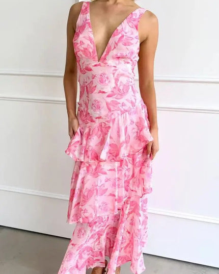 Maria | Women’s Elegant Floral Tiered Maxi Dress
