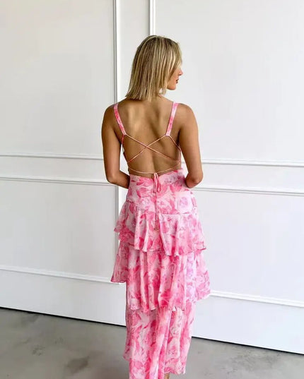 Maria | Women’s Elegant Floral Tiered Maxi Dress