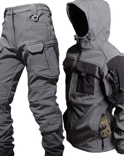 Men's Tactical Jacket & Trousers Set - With Hood & Pockets