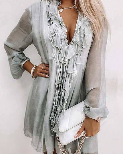 Mira | Knee Length Flowy Dress V-Neck