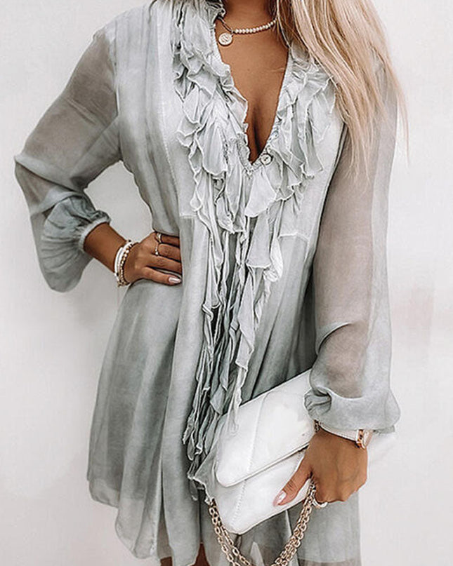 Mira | Knee Length Flowy Dress V-Neck