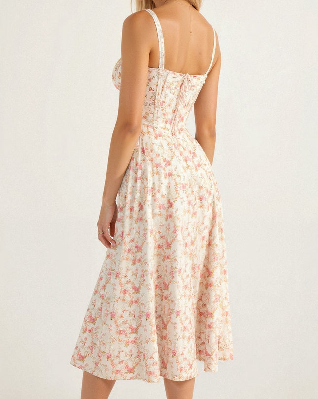 Bonnie | Floral Chic Corset Midi Dress
