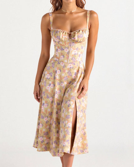 Bonnie | Floral Chic Corset Midi Dress