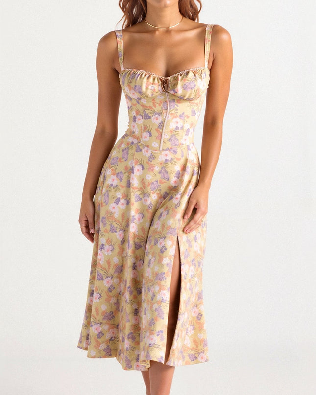Bonnie | Floral Chic Corset Midi Dress