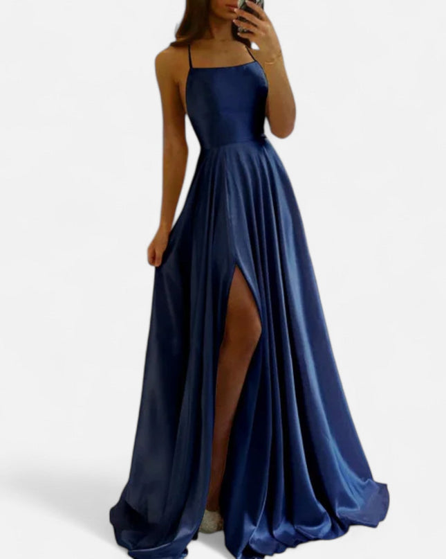 Gabrielle | Women’s Modern Fit Satin Slit  Maxi Dress