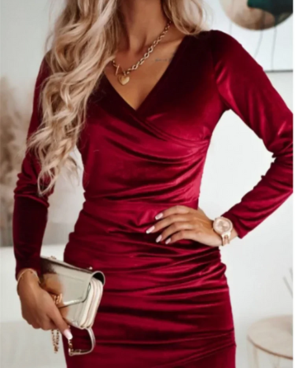 Nia | Wrap Dress With V-Neck Long Sleeve