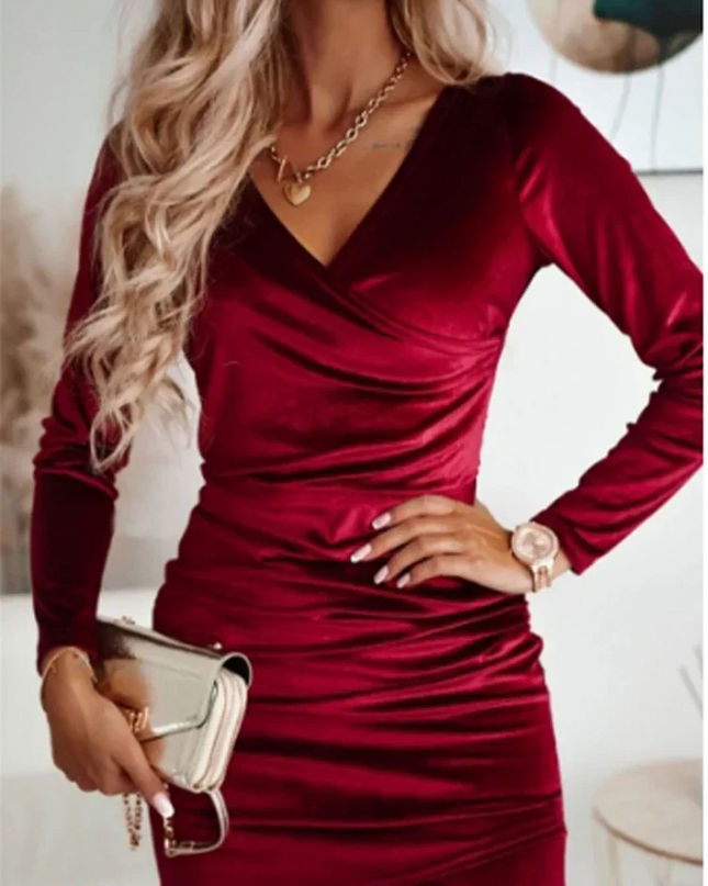 Nia | Wrap Dress With V-Neck Long Sleeve