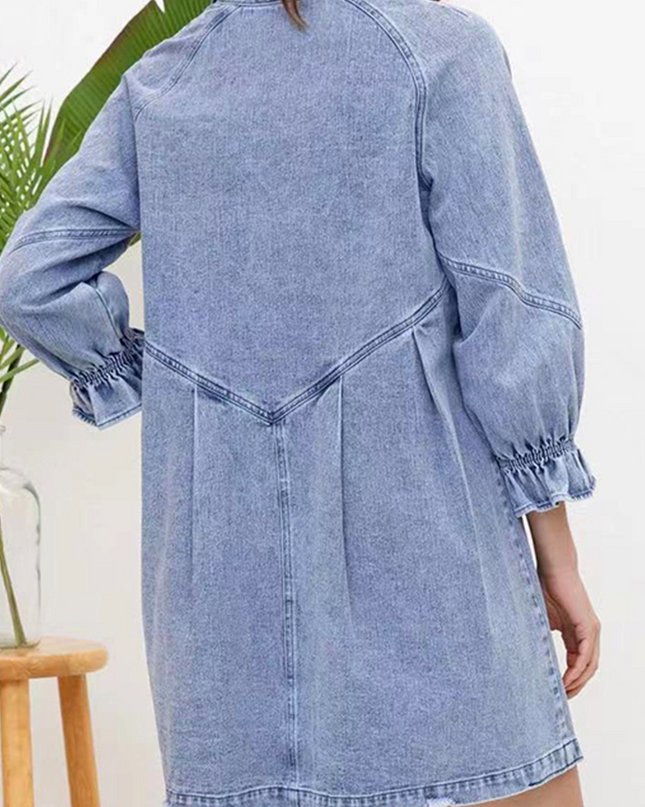 Nova | Denim Button Down Shirt Dress - Lumina