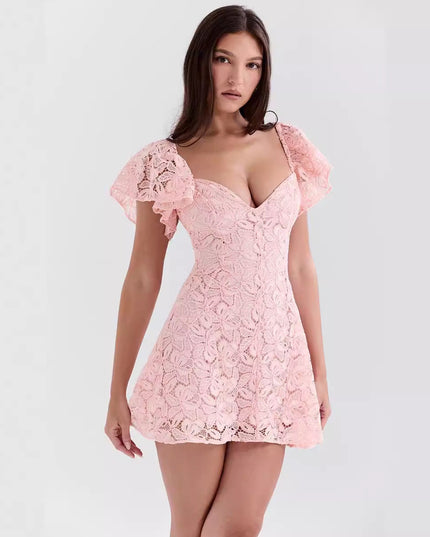 Nova | Lace ALine Mini Dress Deep V-Neck