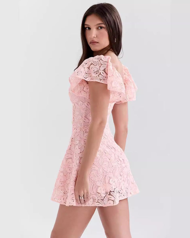 Nova | Lace ALine Mini Dress Deep V-Neck
