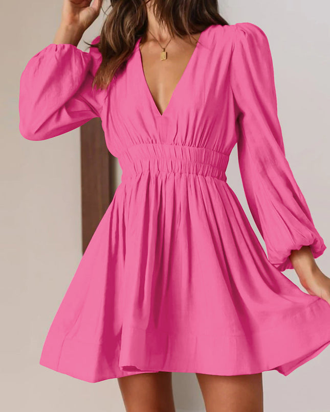 Nova | Mini Dress V-Neck Puff Sleeves