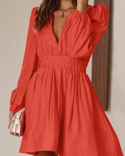 Nova | Mini Dress V-Neck Puff Sleeves