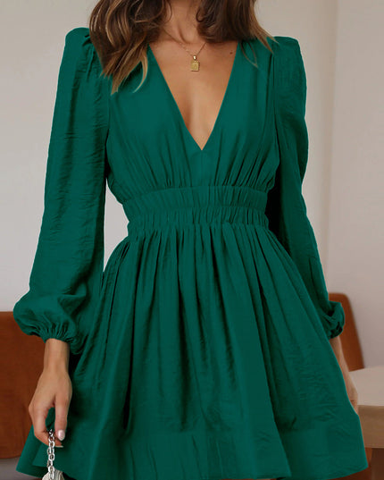 Nova | Mini Dress V-Neck Puff Sleeves