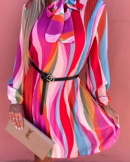 Nova | Pleated Dress With Striped Design